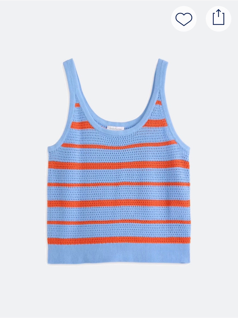 41 Hawthorn Light Blue & Orange Crochet Stripe Tank